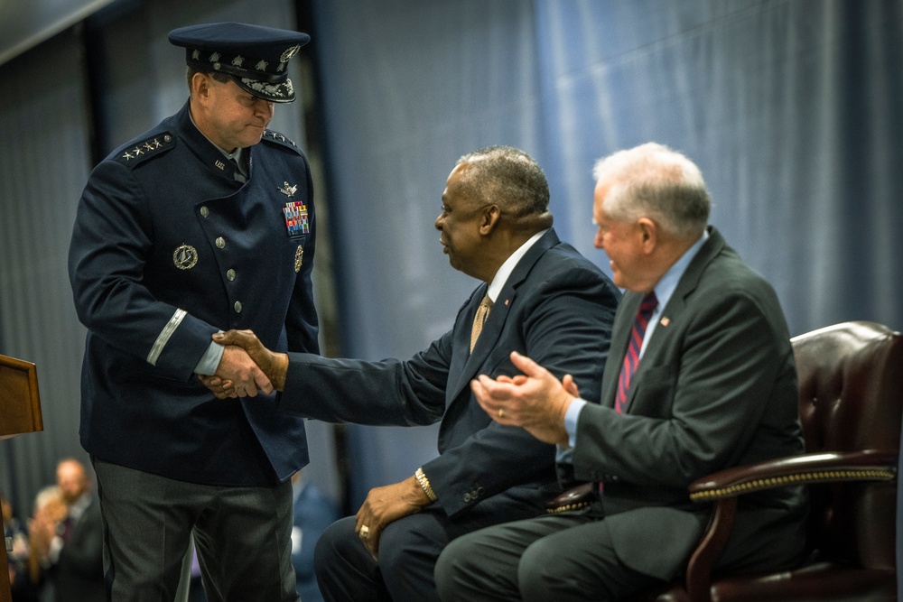 Secretary Austin Presides Over Space Force Change of Responsibility Ceremony