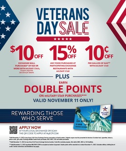 Army &amp; Air Force Exchange Service Honors Military Heroes with Veterans Day Savings