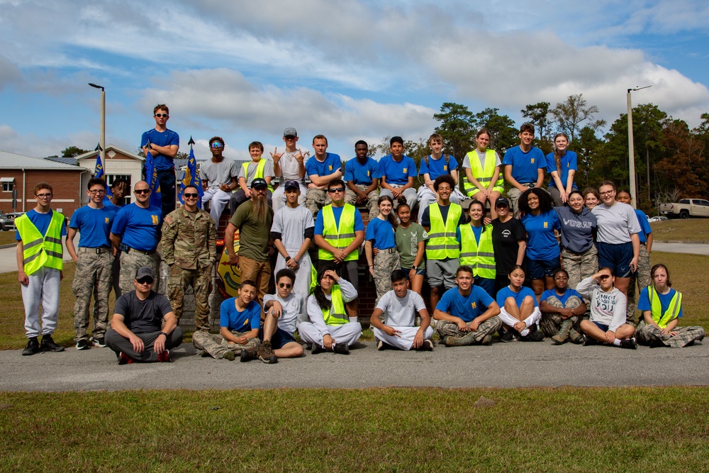 AFJROTC Cadets participate in a 15-mile hike abroad MCB Camp Lejeune