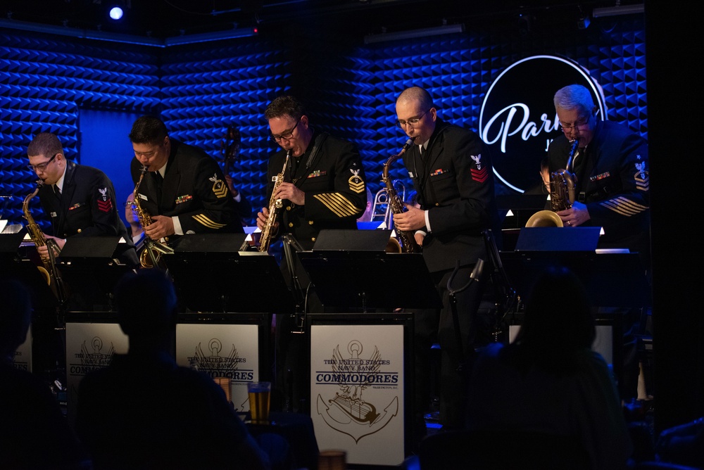United States Navy Band Commodores perform at Parker Jazz Club in Austin, Texas.