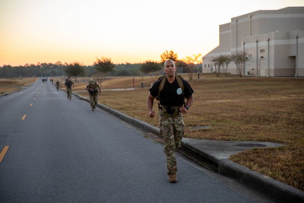 7th Special Forces Group (Airborne) Soldiers participate in the 5th Annual Ruck for your Lives event at Camp “Bull” Simons on October 27, 2022.