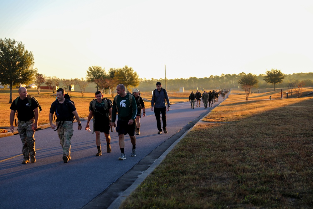 7th Special Forces Group (Airborne) Soldiers participate in the 5th Annual Ruck for your Lives event at Camp “Bull” Simons on October 27, 2022.