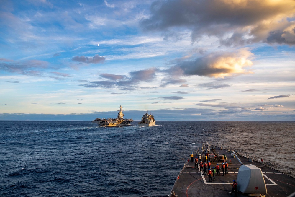 USS Ramage Conducts Replenishment-At-Sea