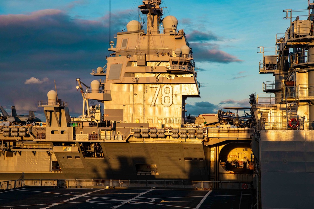 USS Ramage Conducts Replenishment-At-Sea