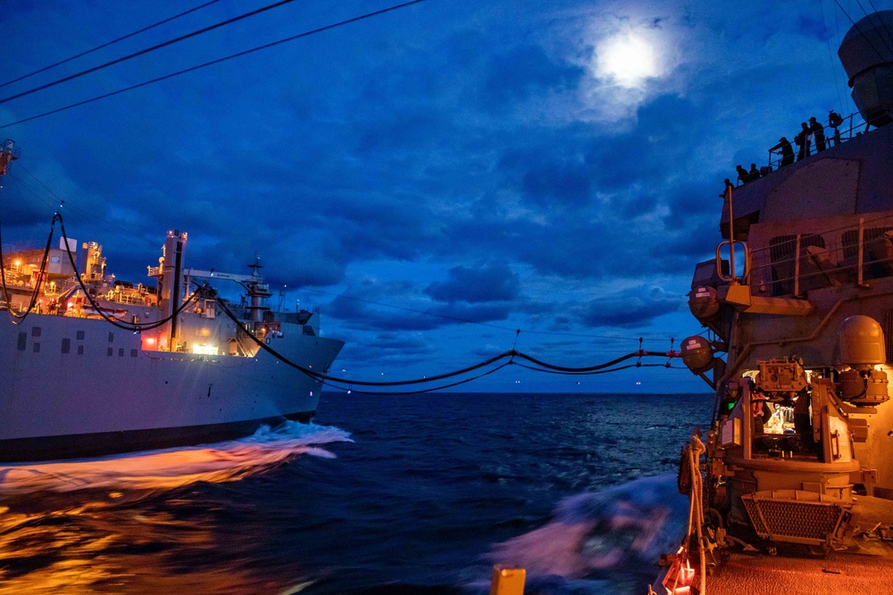 USS Ramage Conducts Replenishment-At-Sea