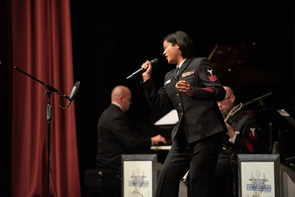 United States Navy Band Commodores perform at Dripping Springs High School.