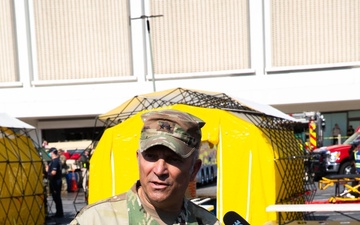 U.S. Army Maj. Gen. Van, commanding general Joint Task Force Civil Support, speaks at press conference at Exercise Vista Forge