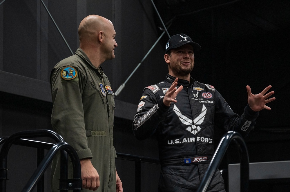 NASCAR's Erik Jones and Formula Drift's Amanda Sorensen visit Goldwater Air National Guard Base in Phoenix