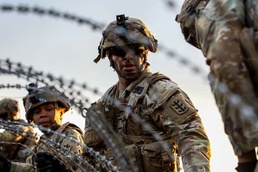 130th Engineer Brigade erected partially notional obstacles as defense against a possible counter attack at JPMRC