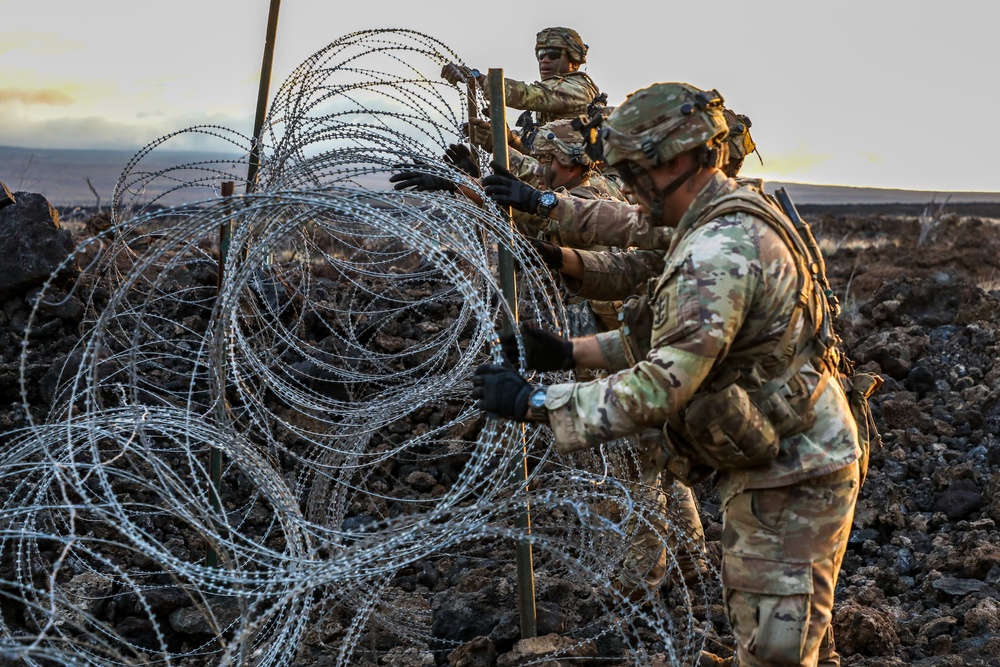 130th Engineer Brigade erected partially notional obstacles as defense against a possible counter attack at JPMRC