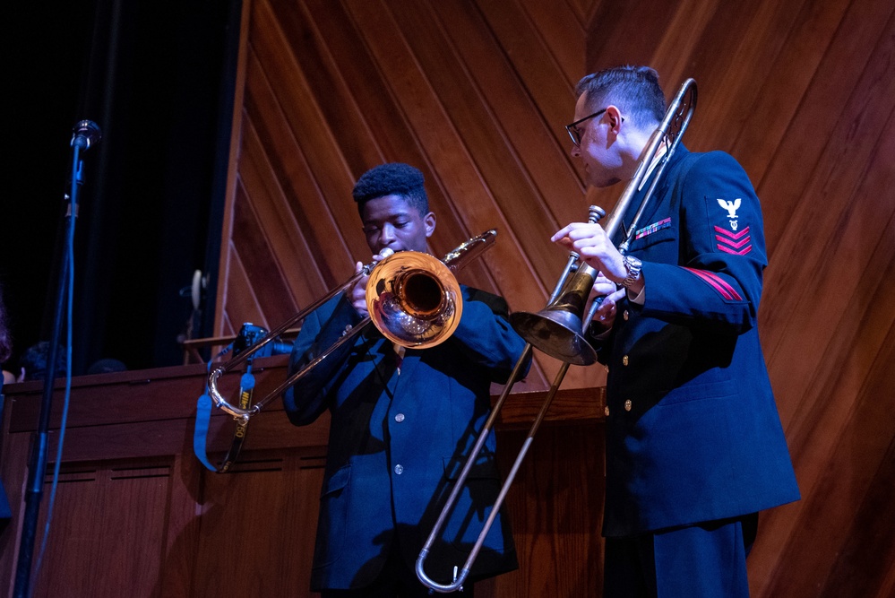 The U.S. Navy Commodores perform at Huston–Tillotson University.