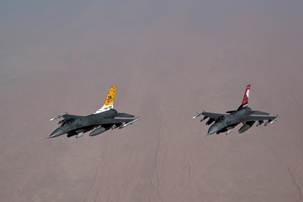 F16s conduct combat air patrol mission in support of OIR