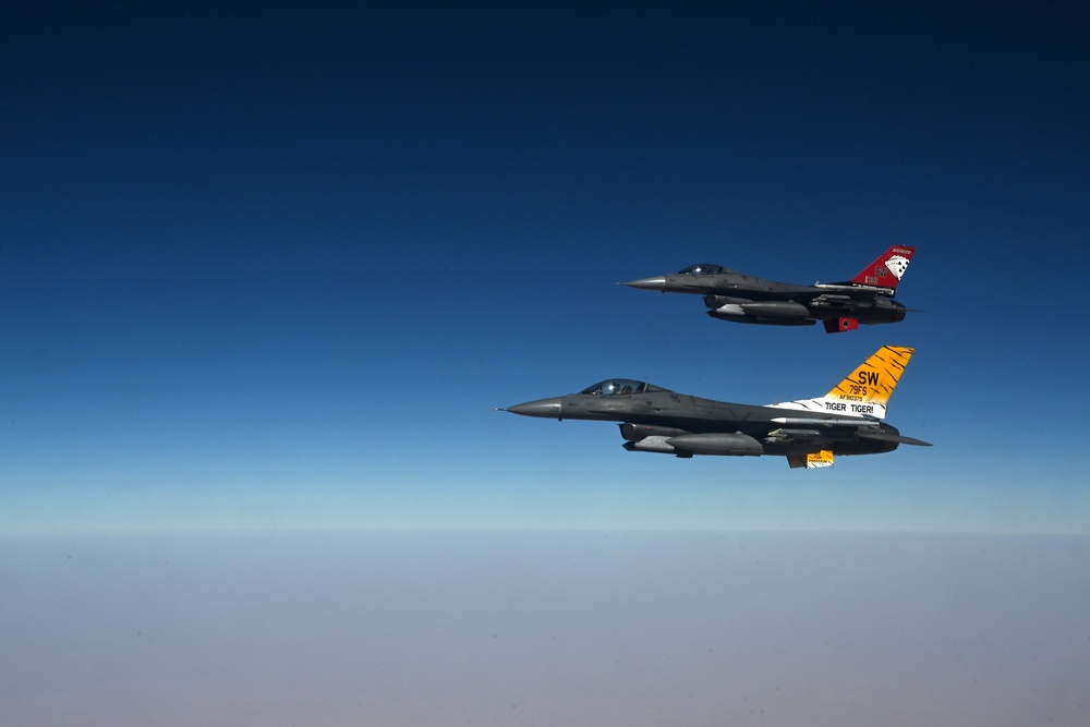 F16s conduct combat air patrol mission in support of OIR