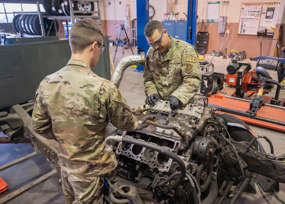 Photo of 116th Logistics Readiness Squadron Airmen working on Bobtail truck engine