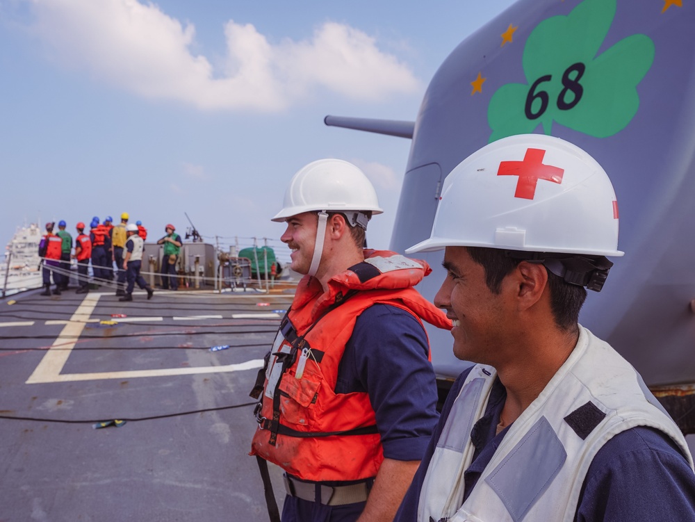 The Sullivans conducts replenishment-at-sea