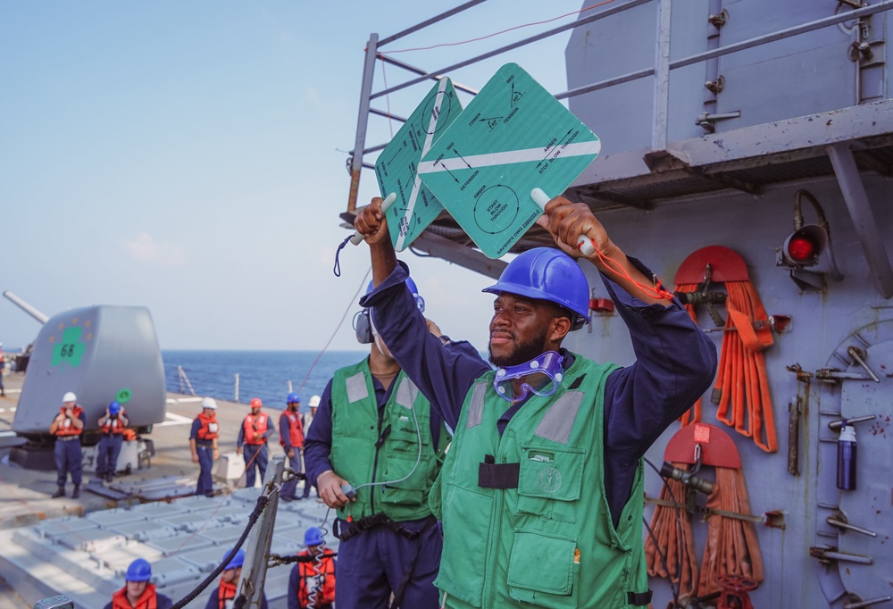 The Sullivans conducts replenishment-at-sea