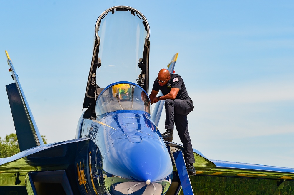 The Blue Angels perform in Dayton, Ohio.