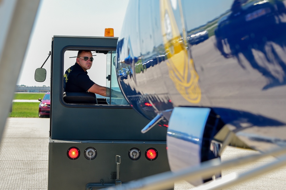 The Blue Angels perform in Dayton, Ohio.