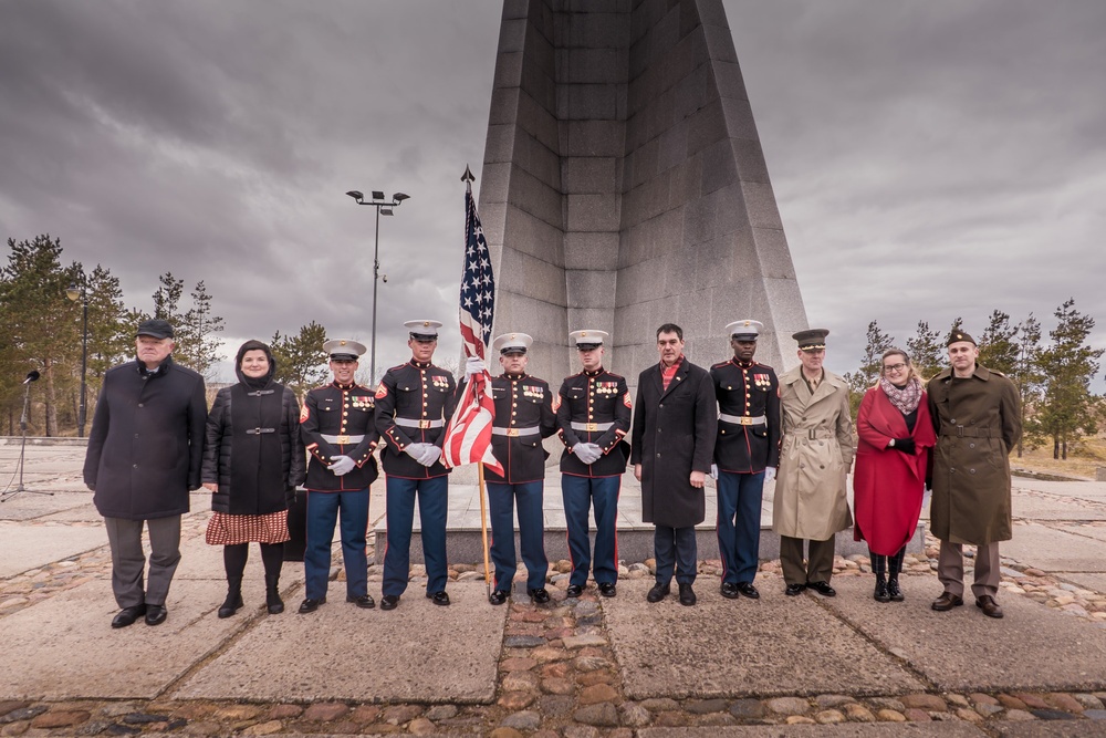 MSGs participate in a commemorative flower laying ceremony in Latvia