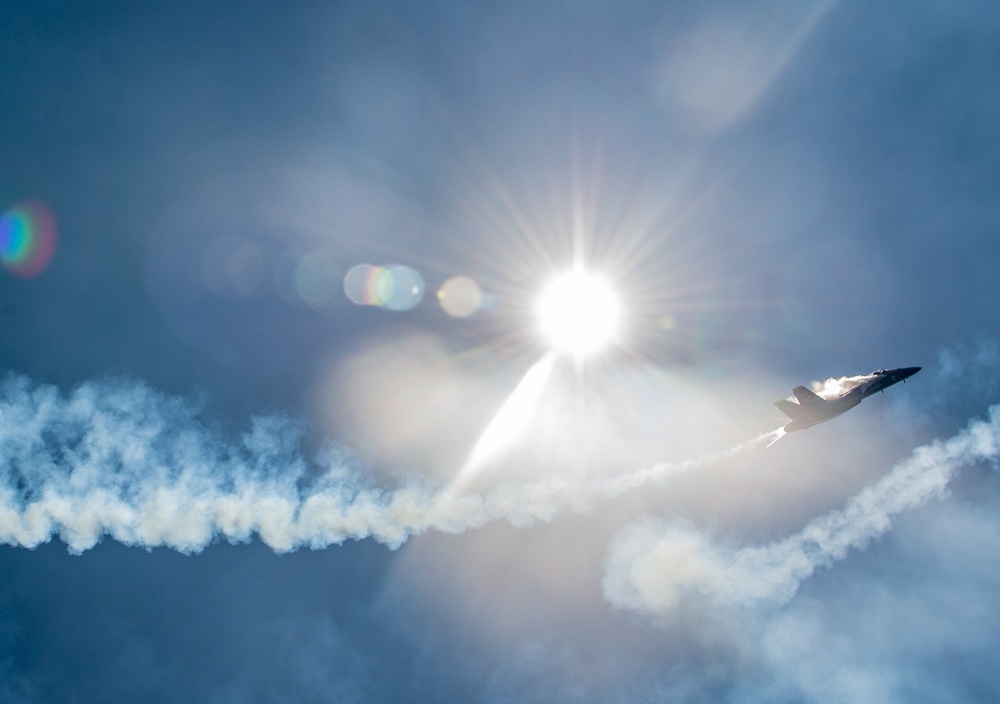 The Blue Angels perform over Pensacola Beach, Florida.