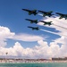 The Blue Angels perform over Pensacola Beach, Florida.