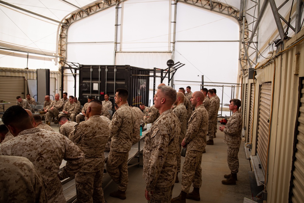 U.S. Marines critique each other during peer evaluated presentation