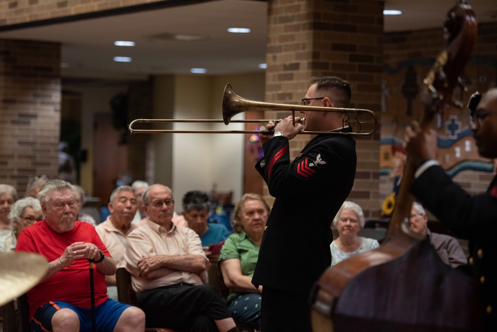 The U.S. Navy Commodores perform at Morningside at the Meadows senior living community.