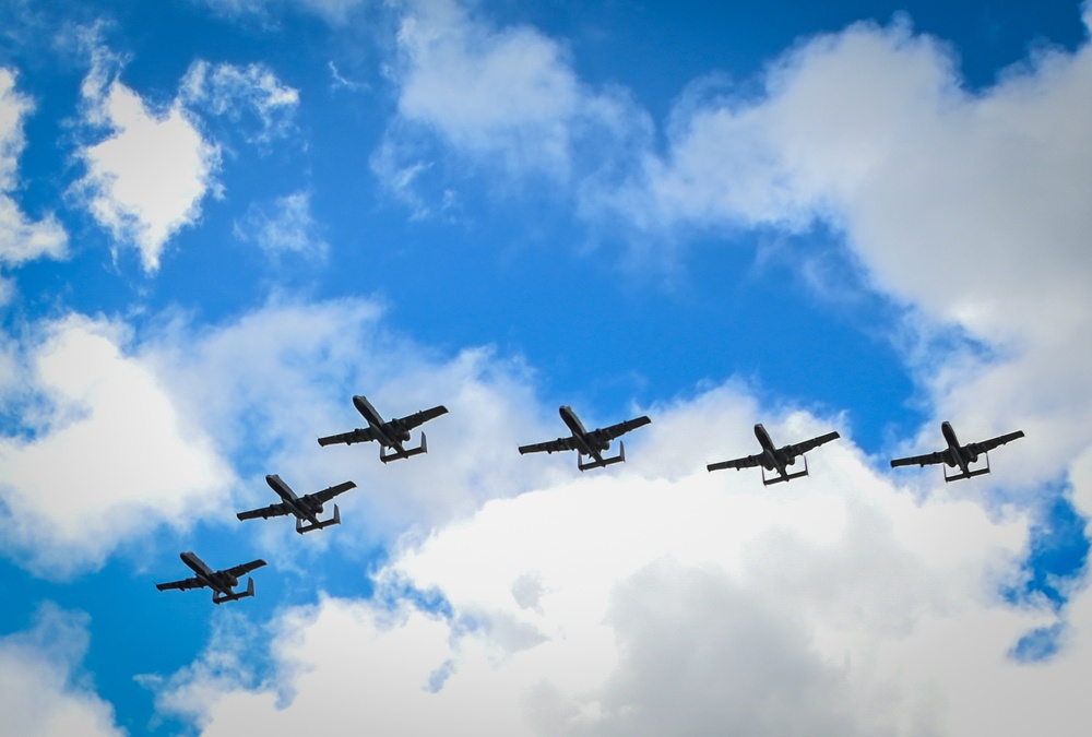 A-10s fly over Palau during exercise Iron Thunder