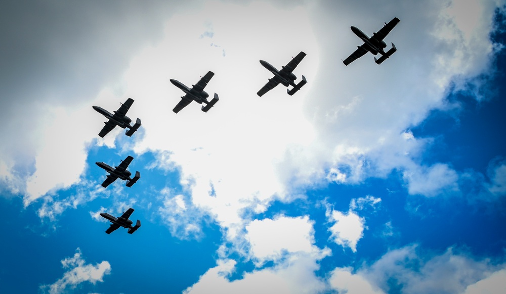 A-10s fly over Palau during exercise Iron Thunder