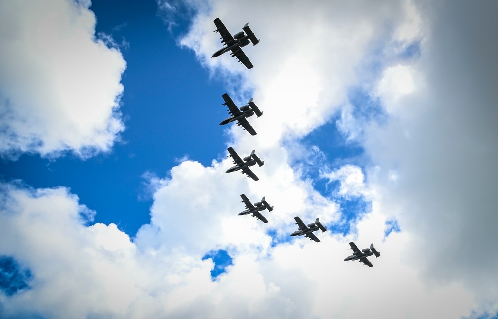 A-10s fly over Palau during exercise Iron Thunder