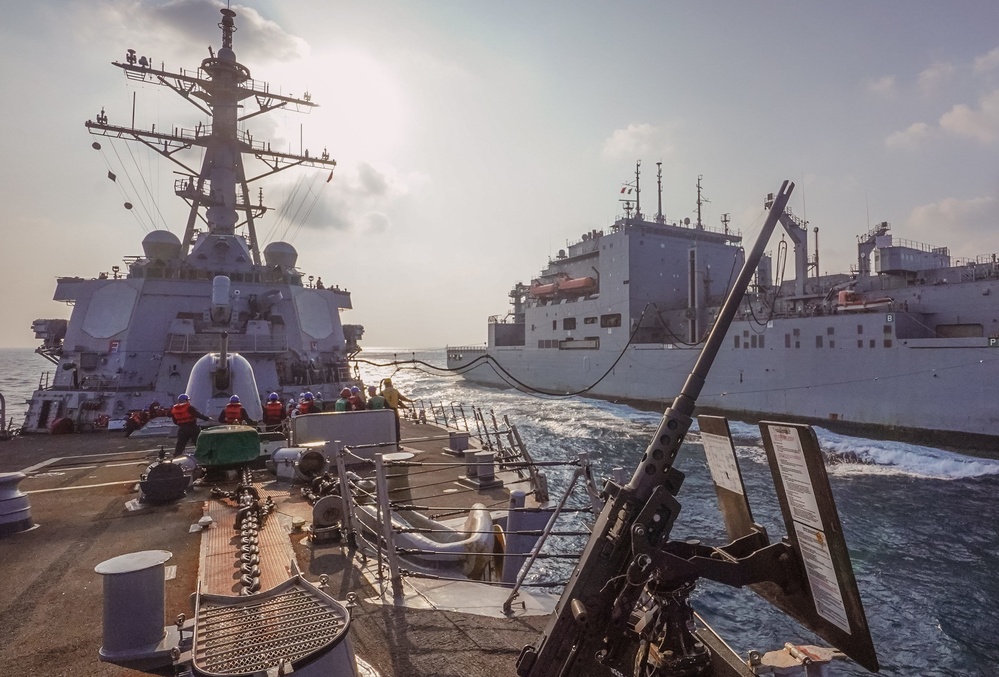 The Sullivans conducts replenishment-at-sea