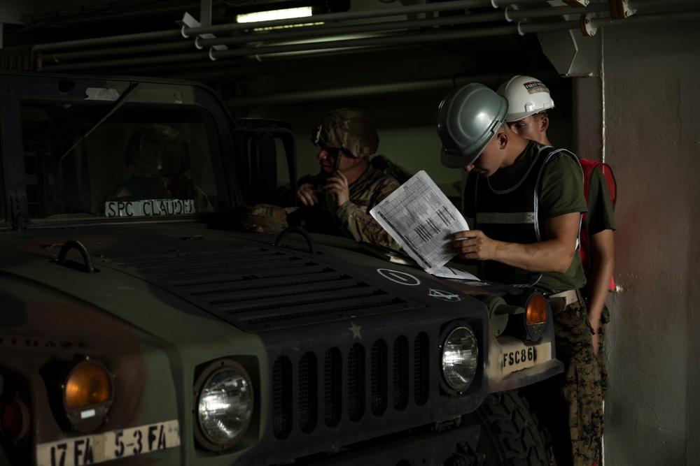 U.S. Marines, Soldiers load gear in support of Keen Sword 23