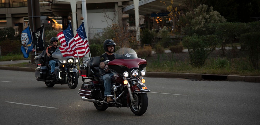 Warrior Escort, escort the hearse containing the remains of Radioman 3rd Class Charles A. Montgomery