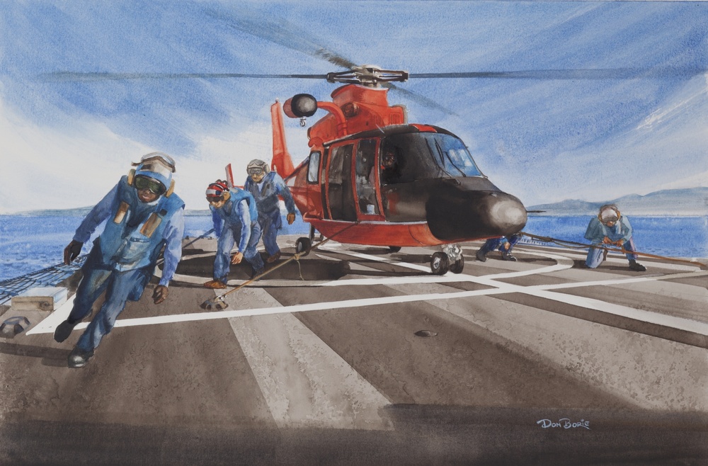 US Coast Guard Art Program 2013 Collection, Ob ID # 201303, &quot;On deck,&quot; Don Borie (3 of 29)