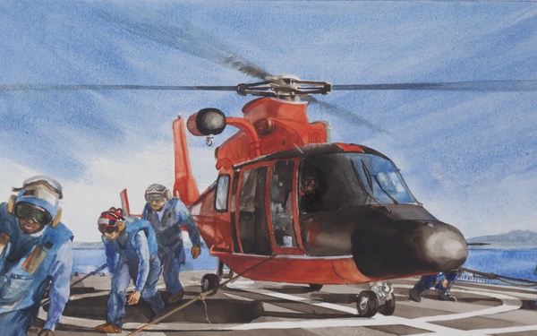 US Coast Guard Art Program 2013 Collection, Ob ID # 201303, "On deck," Don Borie (3 of 29)