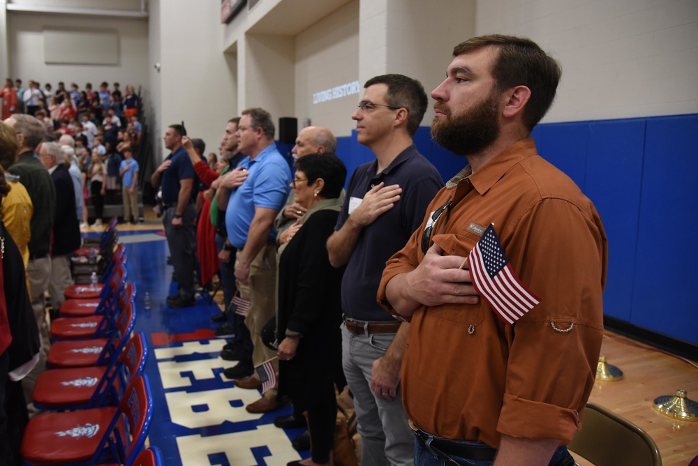 Lt. Col. Matt Driskill Speaks at a Veterans Day Assembly