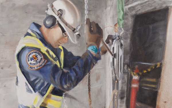 US Coast Guard Art Program 2013 Collection, Ob ID # 201316, &quot;Cleaning up after Hurricane Sandy,&quot; Karen Loew (16 of 29)