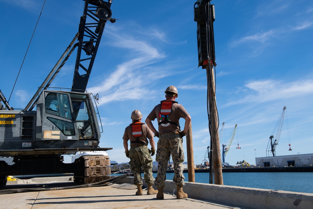 NMCB 3 Drives Piles During Port Damage Repair Evolution