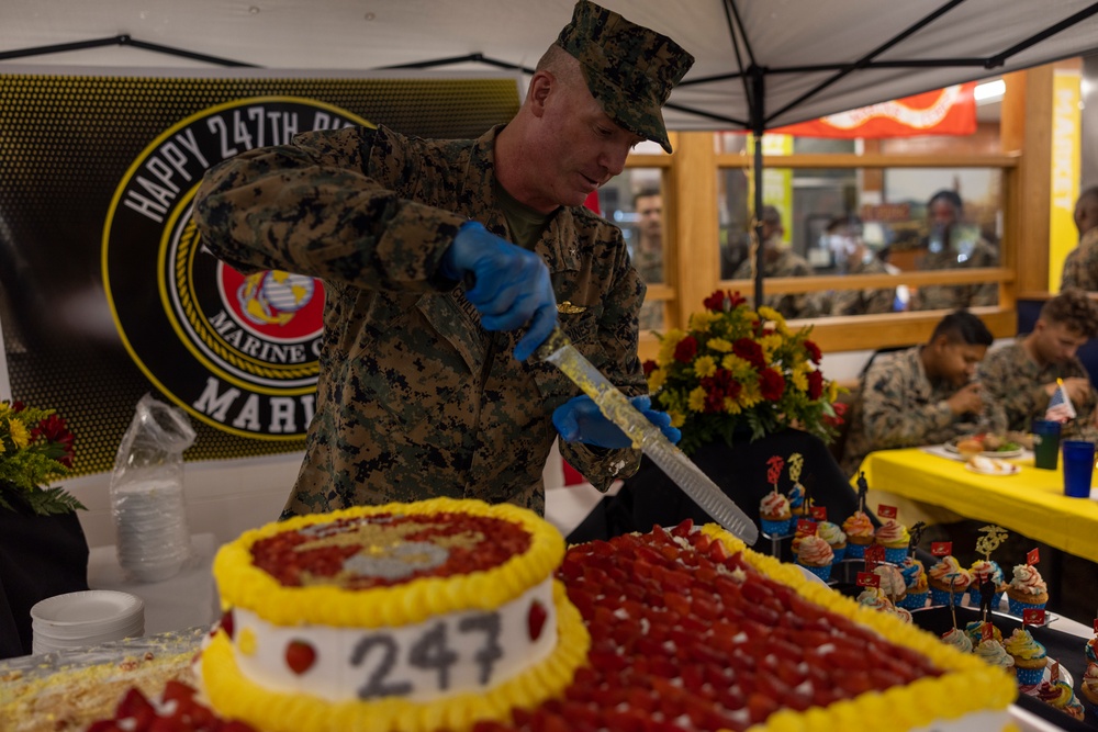 2nd Marine Logistics Group celebrates 247th Marine Corps birthday at French Creek mess hall