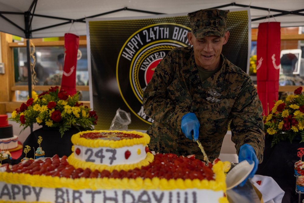 2nd Marine Logistics Group celebrates 247th Marine Corps birthday at French Creek mess hall