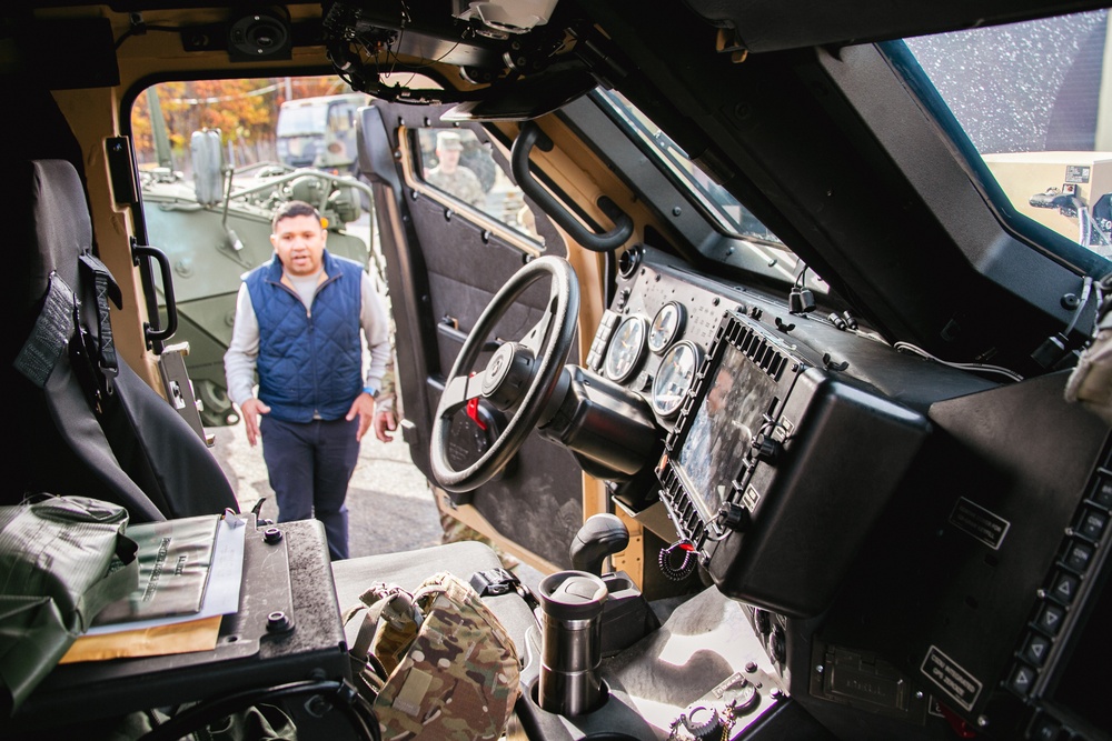 Jorge Morales-Lopez views the interior of the JLTV