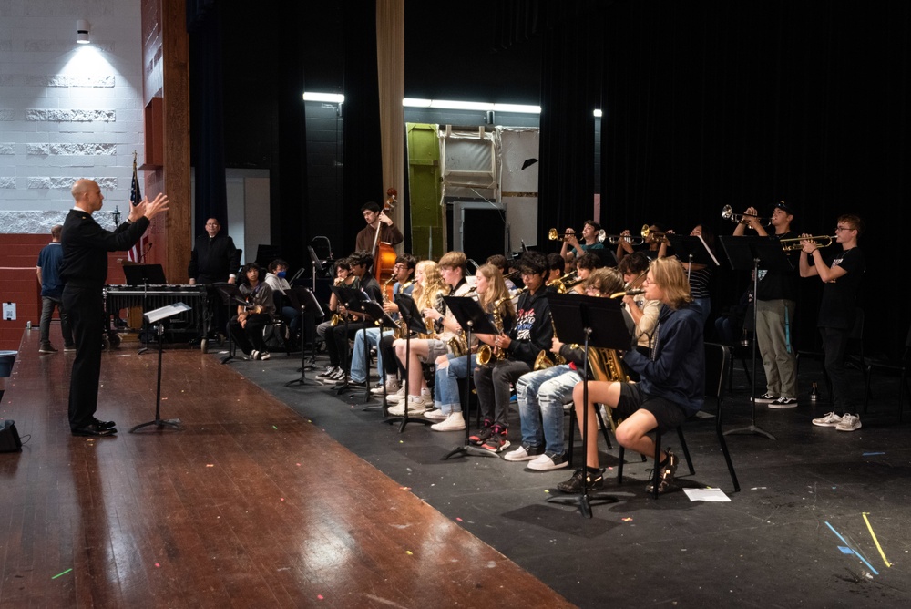 U.S. Navy Band Commodores members provide educational outreach at O'Connor High School