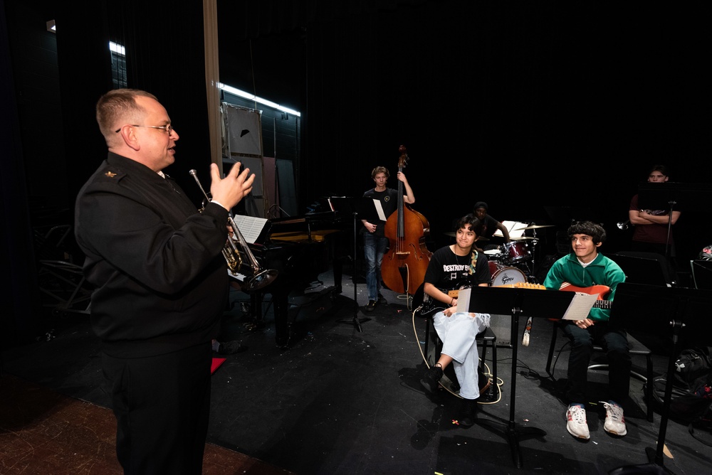 U.S. Navy Band Commodores members provide educational outreach at O'Connor High School