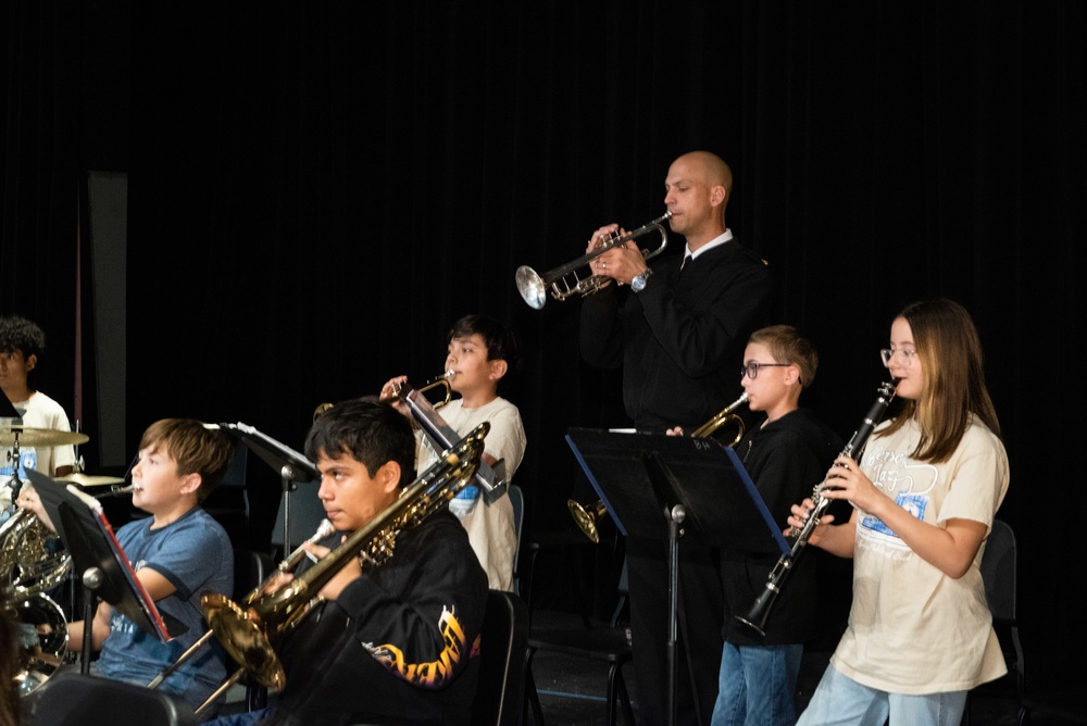 U.S. Navy Band Commodores members provide educational outreach at O'Connor High School
