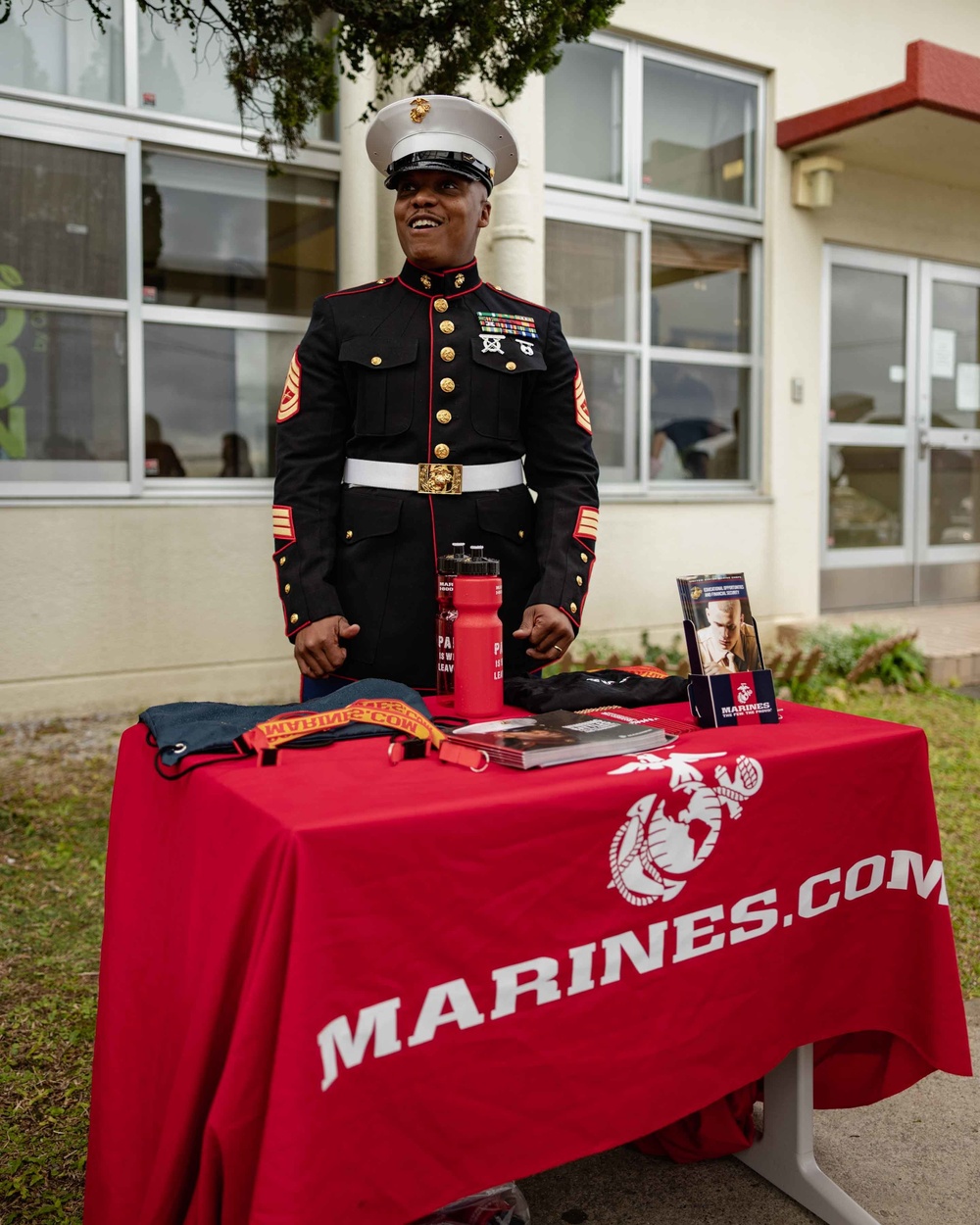 US Marines, Sailors, and civilians celebrate the 247th Marine Corps Birthday at the Camp Foster Mess Hall