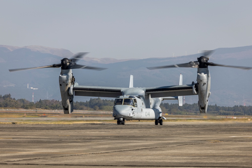 KEEN SWORD 23 | MV-22B Ospreys From VMM-265 Arrive in Kumamoto for Keen Sword 23