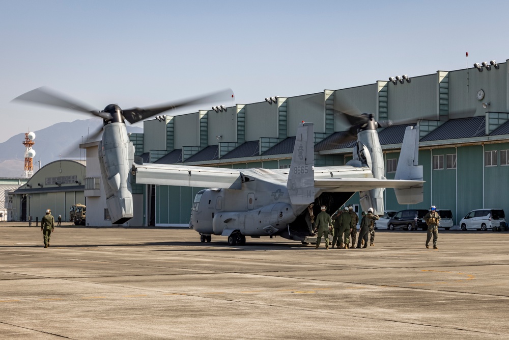 KEEN SWORD 23 | MV-22B Ospreys From VMM-265 Arrive in Kumamoto for Keen Sword 23