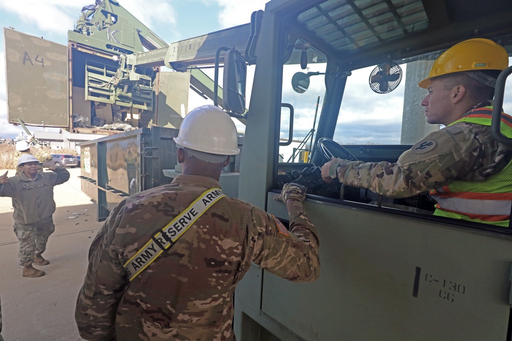 251st Inland Cargo Transfer Company Soldiers train on equipment