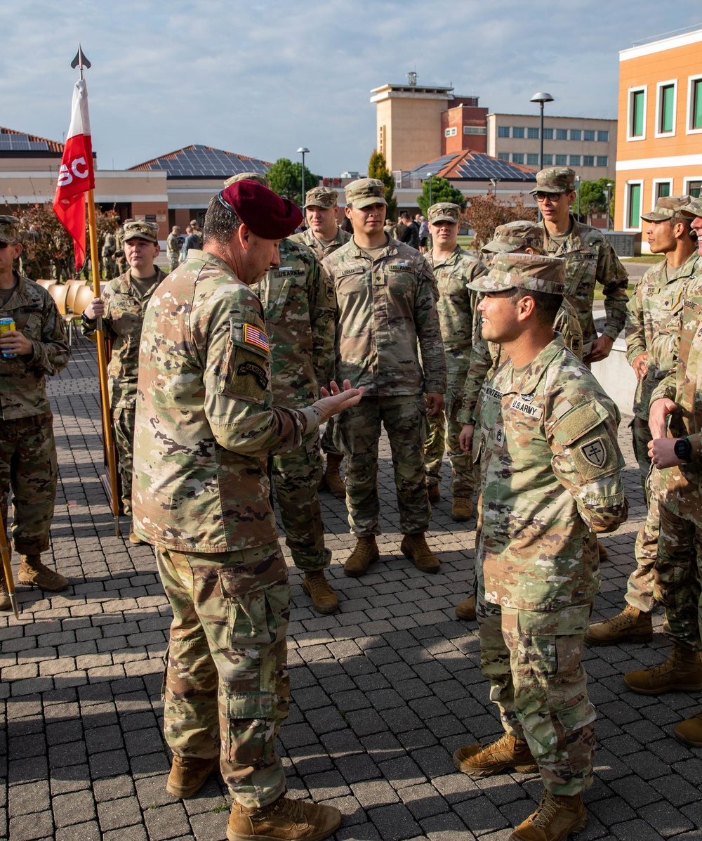 CSM Teakell congratulates Soldiers