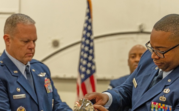 Uncasing 377 Flight Test Missile Maintenance Squadron guidon